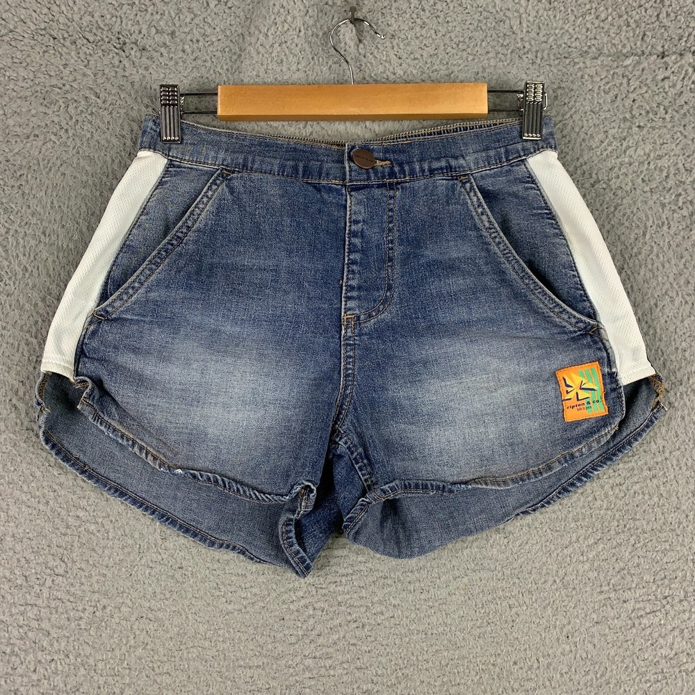 Ripton & Co Court Shorts Women's Size XS Clay Blue Elastic Waist Stretch Denim